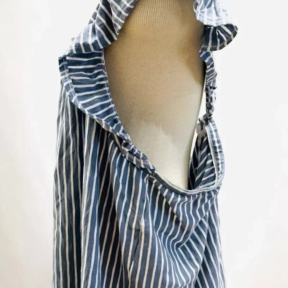 NWT LAUREN CONRAD Women Sleeveless Pullover Square Neck Striped Blue Shirt Sz 2X - Picture 15 of 15